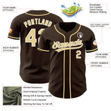 Custom Brown Vegas Gold-White Authentic Baseball Jersey