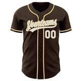 Custom Brown White-Vegas Gold Authentic Baseball Jersey