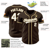 Custom Brown White-Vegas Gold Authentic Baseball Jersey