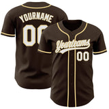 Custom Brown White-Vegas Gold Authentic Baseball Jersey