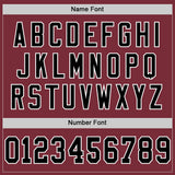 Custom Burgundy Black-White Mesh Authentic Throwback Football Jersey