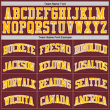 Custom Burgundy Gold-White Authentic Basketball Jersey