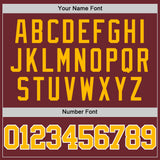Custom Burgundy Gold-White Authentic Basketball Jersey