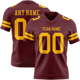 Custom Burgundy Gold Authentic Football Jersey