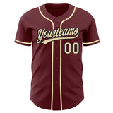 Custom Burgundy Cream-Black Authentic Baseball Jersey