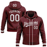 Custom Stitched Burgundy White-Burgundy Baseball Pullover Sweatshirt Hoodie
