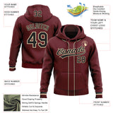 Custom Stitched Burgundy Black-Cream Baseball Pullover Sweatshirt Hoodie