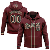 Custom Stitched Burgundy Black-Cream Baseball Pullover Sweatshirt Hoodie