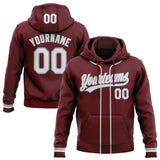 Custom Stitched Burgundy White-Gray Baseball Pullover Sweatshirt Hoodie