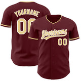 Custom Burgundy Vegas Gold-White Authentic Baseball Jersey