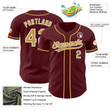 Custom Burgundy Old Gold-White Authentic Baseball Jersey