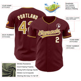 Custom Burgundy Old Gold-White Authentic Baseball Jersey