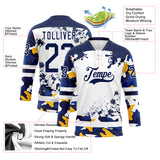 Custom Camo Navy-White Splash Hockey Lace Neck Jersey
