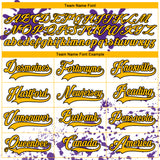 Custom Camo Gold Purple Black-White Splash Hockey Lace Neck Jersey