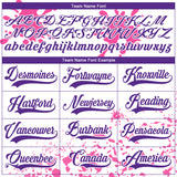 Custom Camo Purple Pink-White Splash Hockey Lace Neck Jersey