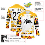 Custom Camo Black Gold-White Splash Hockey Lace Neck Jersey