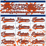 Custom Camo Orange US Navy Blue-White Splash Hockey Lace Neck Jersey