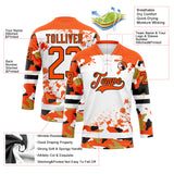 Custom Camo Orange Black-White Splash Hockey Lace Neck Jersey