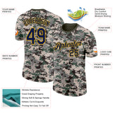 Custom Camo Navy-Gold Urban Digital Camouflage Pixel Salute To Service Performance T-Shirt