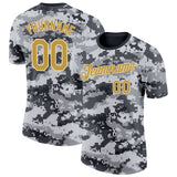Custom Camo Old Gold-Cream Urban Digital Camouflage Pixel Salute To Service Performance T-Shirt