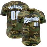 Custom Camo White-Light Blue Authentic Salute To Service Baseball Jersey
