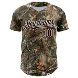 Custom Camo Brown-White Woodland Forest Camouflage Authentic Salute To Service Baseball Jersey
