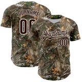 Custom Camo Brown-White Woodland Forest Camouflage Authentic Salute To Service Baseball Jersey