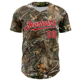 Custom Camo Red White-Black Woodland Forest Camouflage Authentic Salute To Service Baseball Jersey