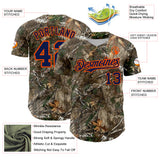 Custom Camo Navy-Orange Woodland Forest Camouflage Authentic Salute To Service Baseball Jersey