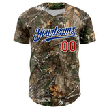 Custom Camo Royal Red-White Woodland Forest Camouflage Authentic Salute To Service Baseball Jersey