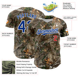 Custom Camo Royal Red-White Woodland Forest Camouflage Authentic Salute To Service Baseball Jersey