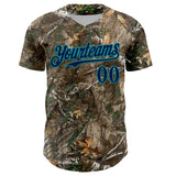 Custom Camo Navy-Teal Woodland Forest Camouflage Authentic Salute To Service Baseball Jersey