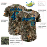Custom Camo Navy-Teal Woodland Forest Camouflage Authentic Salute To Service Baseball Jersey