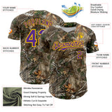 Custom Camo Purple-Yellow Woodland Forest Camouflage Authentic Salute To Service Baseball Jersey