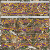 Custom Camo Purple-Yellow Woodland Forest Camouflage Authentic Salute To Service Baseball Jersey