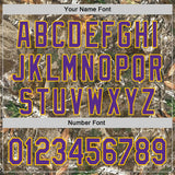 Custom Camo Purple-Yellow Woodland Forest Camouflage Authentic Salute To Service Baseball Jersey
