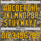 Custom Camo Gold-Black Woodland Forest Camouflage Authentic Salute To Service Baseball Jersey