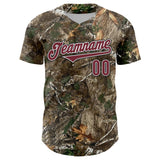 Custom Camo Burgundy White-Black Woodland Forest Camouflage Authentic Salute To Service Baseball Jersey