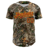 Custom Camo Crimson-Gold Woodland Forest Camouflage Authentic Salute To Service Baseball Jersey