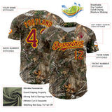Custom Camo Crimson-Gold Woodland Forest Camouflage Authentic Salute To Service Baseball Jersey