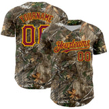 Custom Camo Crimson-Gold Woodland Forest Camouflage Authentic Salute To Service Baseball Jersey