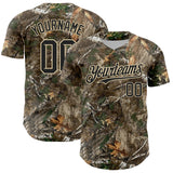 Custom Camo Black-Cream Woodland Forest Camouflage Authentic Salute To Service Baseball Jersey