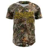 Custom Camo Black-Yellow Woodland Forest Camouflage Authentic Salute To Service Baseball Jersey