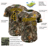 Custom Camo Black-Yellow Woodland Forest Camouflage Authentic Salute To Service Baseball Jersey