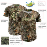 Custom Camo Olive-Cream Woodland Forest Camouflage Authentic Salute To Service Baseball Jersey
