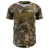 Custom Camo Olive Old Gold-Black Woodland Forest Camouflage Authentic Salute To Service Baseball Jersey