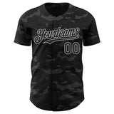 Custom Camo Black-Gray Dark Camouflage Tactical Style Authentic Salute To Service Baseball Jersey