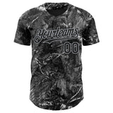 Custom Camo Black-Gray Woodland Forest Camouflage Authentic Salute To Service Baseball Jersey