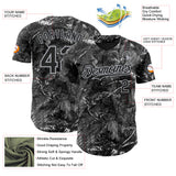 Custom Camo Black-Gray Woodland Forest Camouflage Authentic Salute To Service Baseball Jersey
