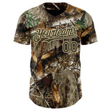 Custom Camo Olive-Cream Woodland Forest Camouflage Authentic Salute To Service Baseball Jersey